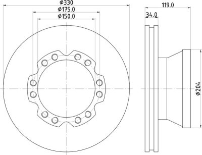 ΔΙΣΚΟΠΛΑΚΑ DAF ΟΠΙΣΘΙΑ Φ330x119 ABS (DAF 115)